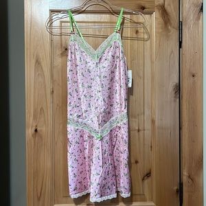 Vintage Betsey Johnson Intimates Pink Floral Lace Dress Size Medium